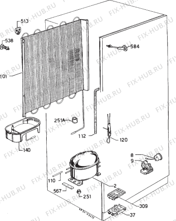 Взрыв-схема холодильника Zanussi ZFC20/8K - Схема узла Cooling system 017