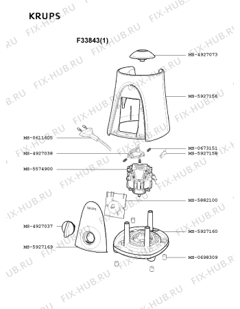Взрыв-схема блендера (миксера) Krups F33843(1) - Схема узла XP002494.5P2