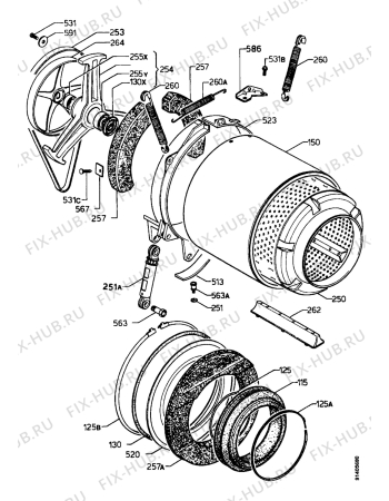 Взрыв-схема стиральной машины Zanussi WDS1072 - Схема узла Drum