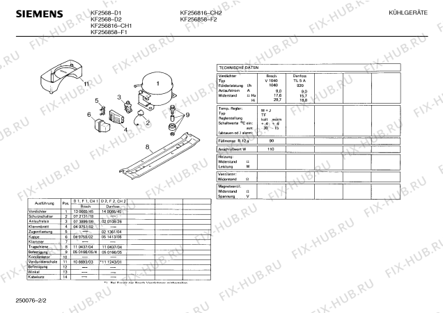 Взрыв-схема холодильника Siemens KF2568 - Схема узла 02