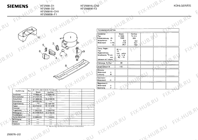 Взрыв-схема холодильника Siemens KF256858 - Схема узла 02