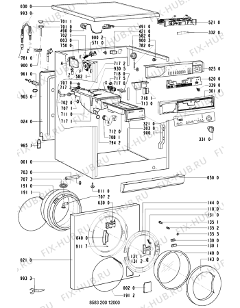 Схема №1 WA 7343/WS-NL с изображением Обшивка для стиральной машины Whirlpool 481245219878