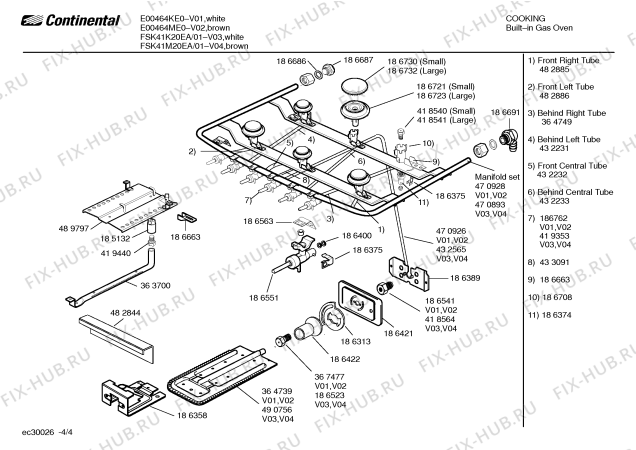 Взрыв-схема плиты (духовки) Continental FSK41K20EA - Схема узла 04