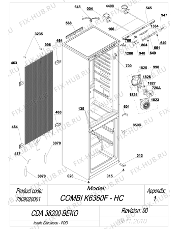 Схема №4 BEKO CDA 38200 (7509020001) с изображением Дверца для холодильника Beko 4551840100