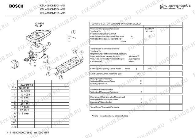 Схема №1 KSU40690NE с изображением Инструкция по эксплуатации для холодильной камеры Bosch 00589725