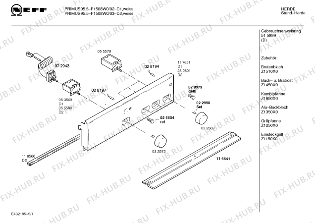 Схема №1 F1508W1 PRIMUS 95.5 с изображением Панель для электропечи Bosch 00282801