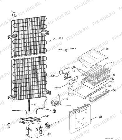 Взрыв-схема холодильника Privileg 636867_41260 - Схема узла Cooling system 017