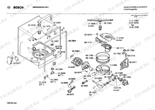 Взрыв-схема посудомоечной машины Bosch SMI6320D - Схема узла 02
