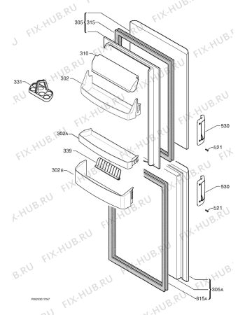 Взрыв-схема холодильника Zanussi Electrolux ZENB2920 - Схема узла Door 003