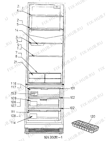 Взрыв-схема холодильника Electrolux ER4104B - Схема узла Internal parts