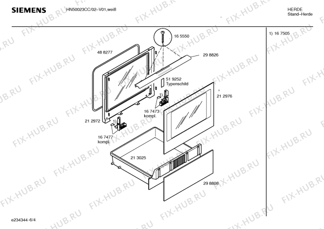 Схема №1 HN50023CC с изображением Инструкция по эксплуатации для духового шкафа Siemens 00520603