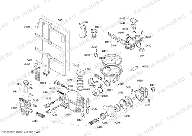 Взрыв-схема посудомоечной машины Bosch SGS55M02TC - Схема узла 04