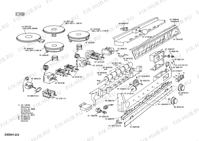 Взрыв-схема плиты (духовки) Siemens HL741526 - Схема узла 02