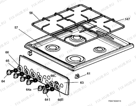 Взрыв-схема плиты (духовки) Electrolux EKG511102W - Схема узла Section 4