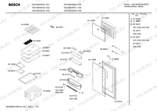 Схема №2 KSV29649 с изображением Дверь для холодильной камеры Bosch 00243019