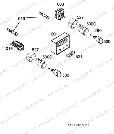 Взрыв-схема плиты (духовки) Electrolux EOB33100X - Схема узла Functional parts