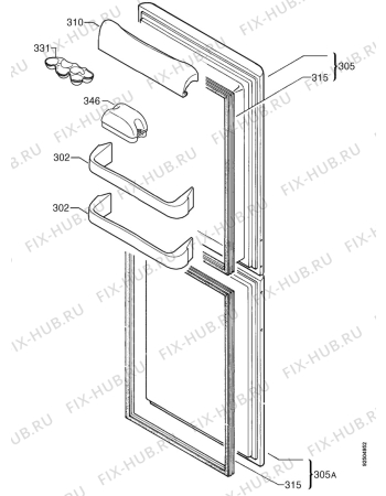 Взрыв-схема холодильника Zanussi Z25/4W - Схема узла Door 003