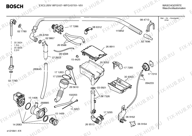 Взрыв-схема стиральной машины Bosch WFG107 EXCLUSIV WFG 107 - Схема узла 04