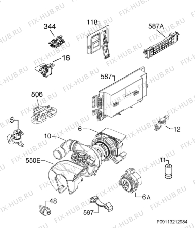 Схема №1 F66612W0P с изображением Микромодуль для посудомойки Aeg 973911444361027