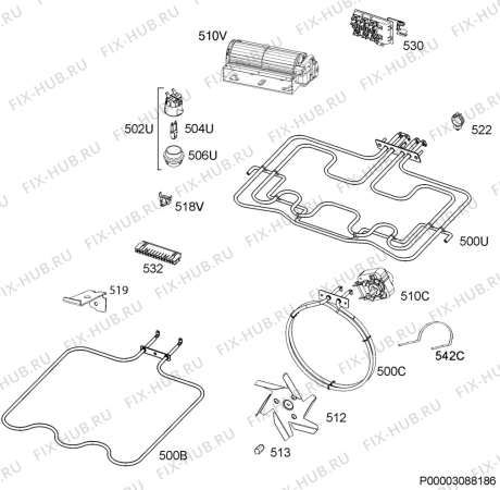 Схема №1 EE2000221W с изображением Кнопка для плиты (духовки) Aeg 3550454064