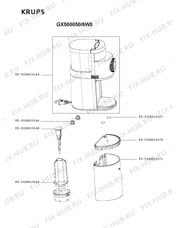 Схема №1 GX500050/6W0 с изображением Шуруп для кофеварки (кофемашины) Krups FS-9100019167