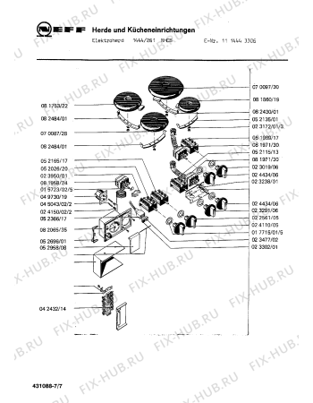 Взрыв-схема плиты (духовки) Neff 1114443306 1444/261NHCS - Схема узла 07