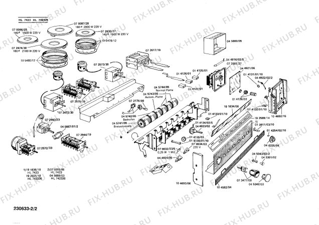 Взрыв-схема плиты (духовки) Siemens HL7423 - Схема узла 02
