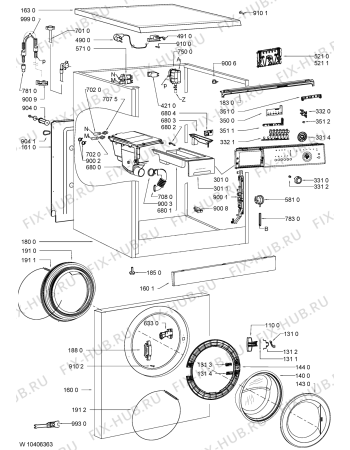 Схема №1 LOE 1288 EG с изображением Модуль (плата) для стиральной машины Whirlpool 481074289916