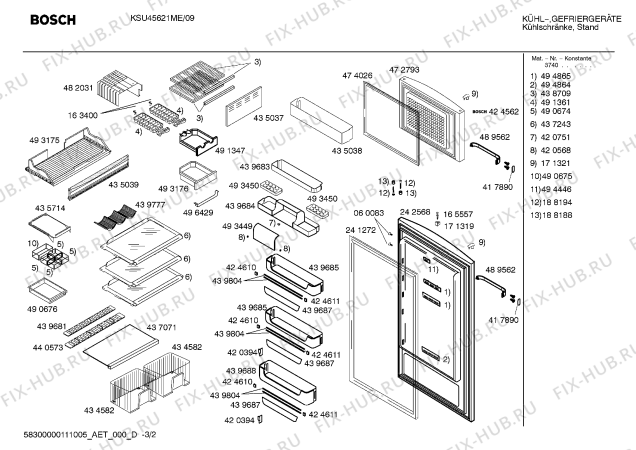 Схема №1 KSU45620ME с изображением Дверь для холодильника Bosch 00472793