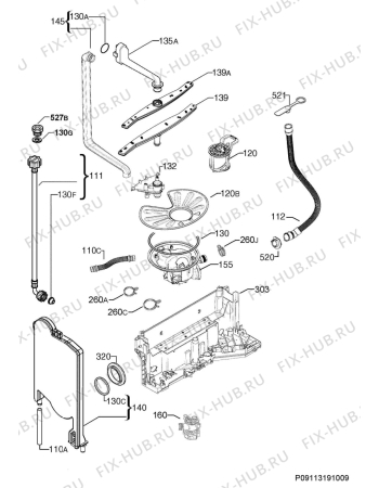 Взрыв-схема посудомоечной машины Zoppas PDF18001WA - Схема узла Hydraulic System 272