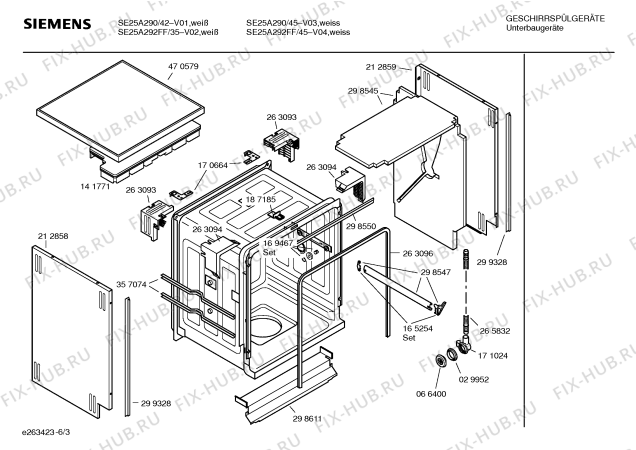 Взрыв-схема посудомоечной машины Siemens SE25A292FF - Схема узла 03