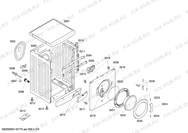 Взрыв-схема стиральной машины Bosch WAE20261IL - Схема узла 02