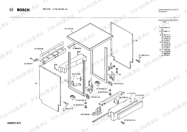 Взрыв-схема посудомоечной машины Bosch 0730103504 SMS2100 - Схема узла 04