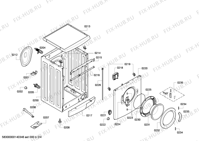 Взрыв-схема стиральной машины Bosch WAE24361FF Maxx 7 EcoPerformance - Схема узла 02