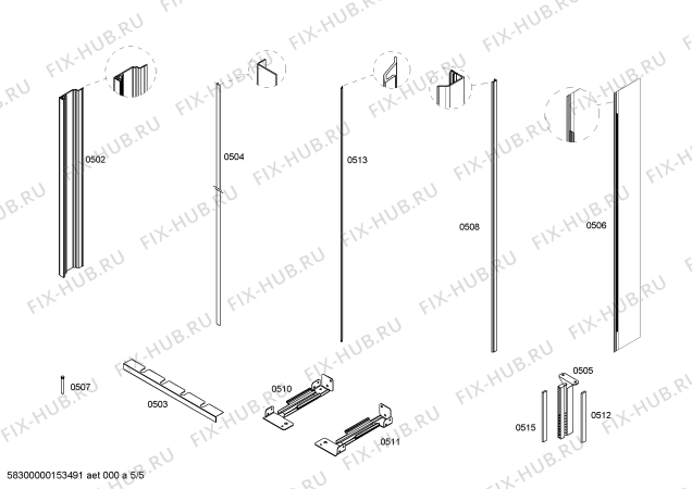 Схема №2 T18IF70NSP с изображением Монтажный набор для холодильника Bosch 00703804