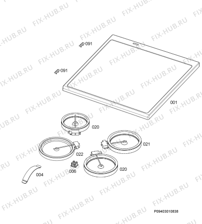 Взрыв-схема плиты (духовки) Aeg 42156VE-WN - Схема узла Hob