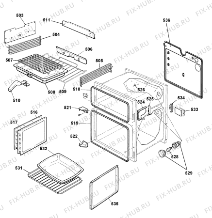 Взрыв-схема плиты (духовки) Indesit ID60G2W (F075085) - Схема узла