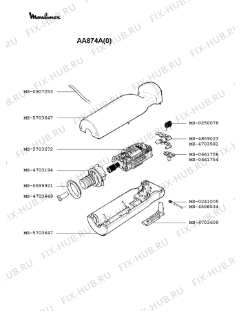 Взрыв-схема блендера (миксера) Moulinex AA874A(0) - Схема узла ZP000824.3P2