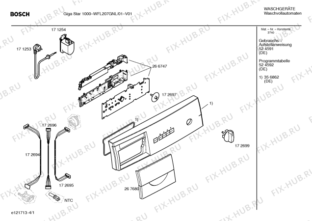 Схема №4 WFL207GNL Giga Star 1000 с изображением Панель управления для стиральной машины Bosch 00356862