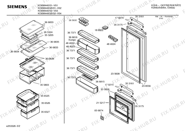 Взрыв-схема холодильника Siemens KI30M440GB - Схема узла 02