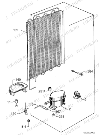 Взрыв-схема холодильника Aeg Electrolux SZ91240-6I - Схема узла Cooling system 017