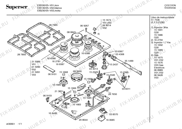 Схема №1 EIB330 с изображением Столешница для электропечи Bosch 00215089