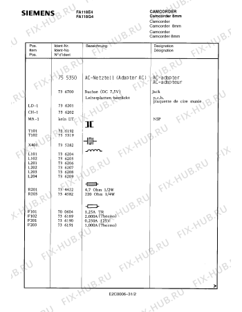 Схема №8 FA118G4 с изображением Сервисная инструкция для видеоаппаратуры Siemens 00535302