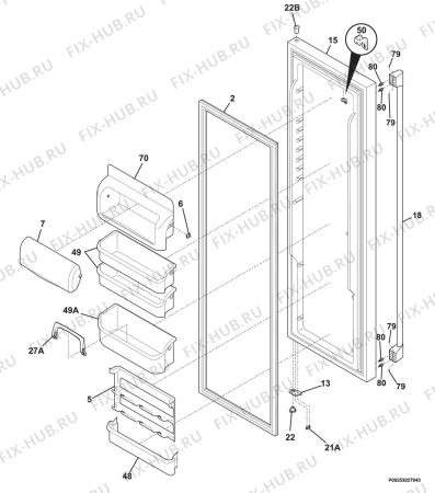 Взрыв-схема холодильника Aeg Electrolux S75628SK13 - Схема узла Refrigerator door