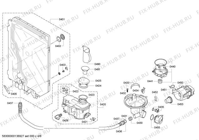 Взрыв-схема посудомоечной машины Bosch SHX68E15UC - Схема узла 04