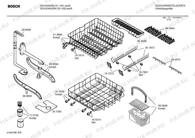 Схема №1 SGU43A42SK с изображением Инструкция по эксплуатации для посудомоечной машины Bosch 00586412