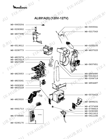 Взрыв-схема микроволновой печи Moulinex AL691A(0) - Схема узла NP002349.5P3