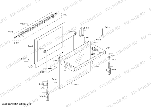 Взрыв-схема плиты (духовки) Bosch HBG56B550J - Схема узла 04