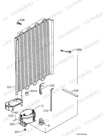 Взрыв-схема холодильника Electrolux ER7826/1B - Схема узла Cooling system 017