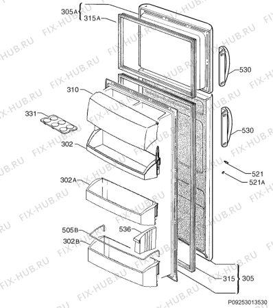 Взрыв-схема холодильника Aeg Electrolux S60240DT - Схема узла Door 003